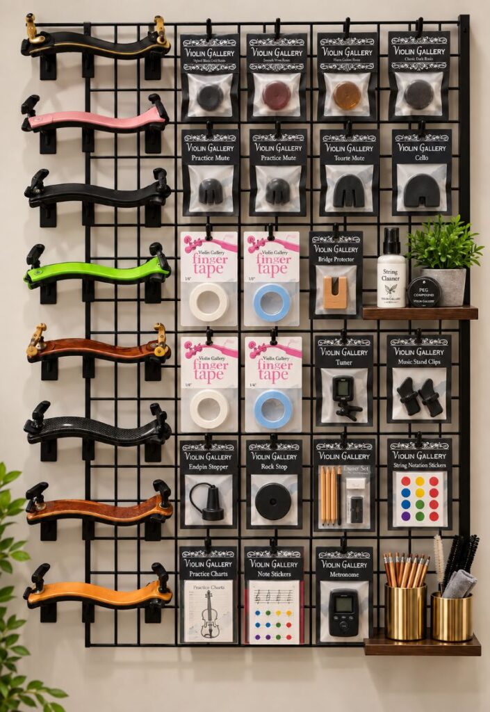 Beginner violin student accessories that are available at a music store in St George.