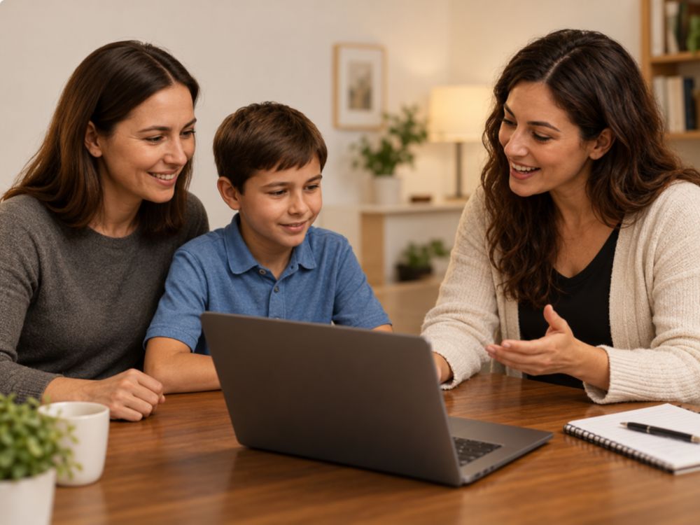 Family Buying a Violin Online Through Virtual Meeting with Violin Gallery